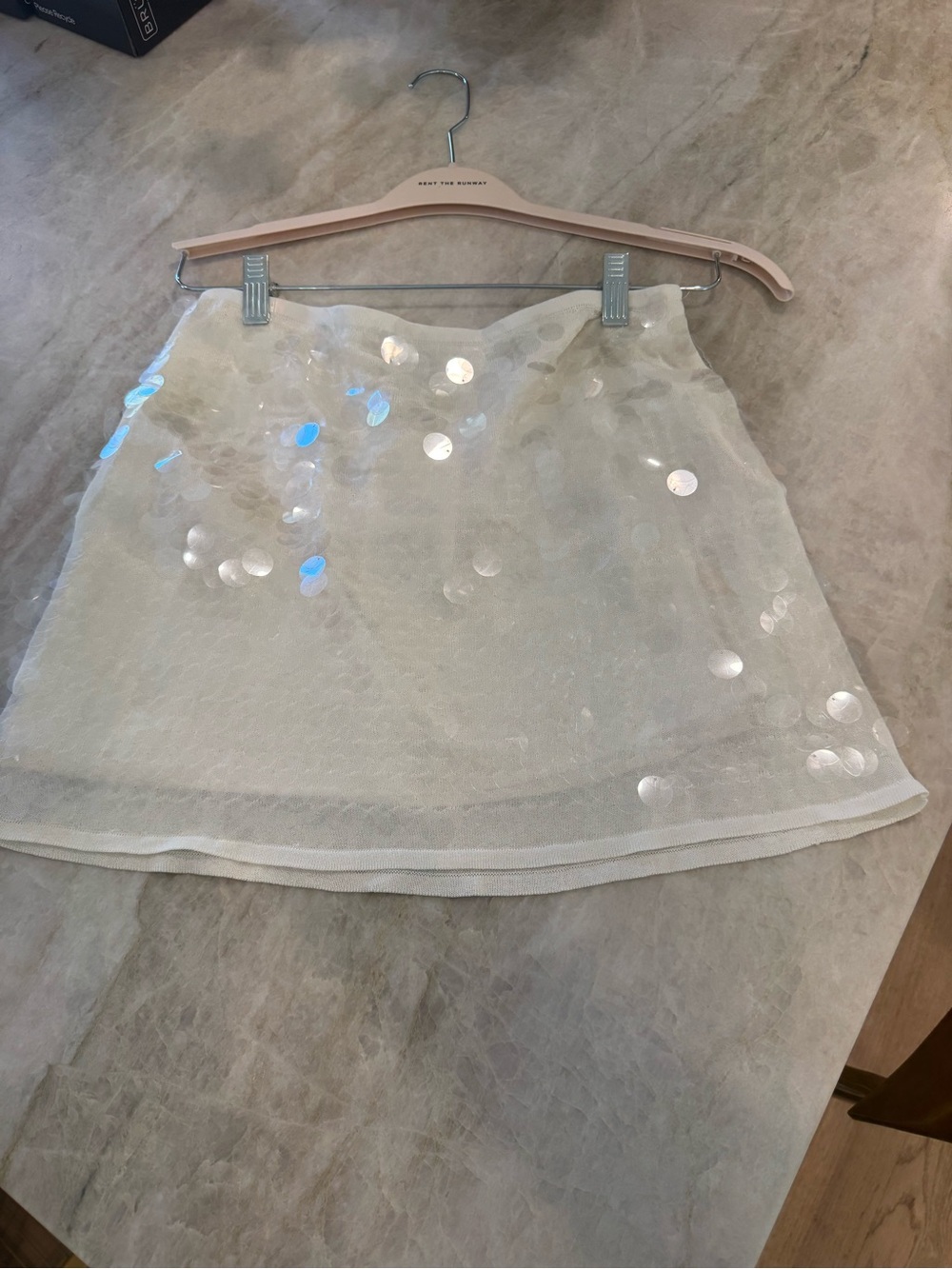 Zara White Sequin Mini Skirt